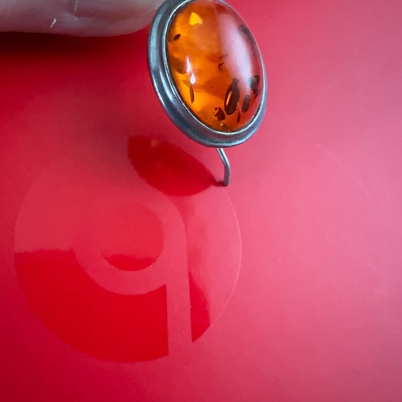 SS & AMBER EARRINGS - Picture 3 of 7